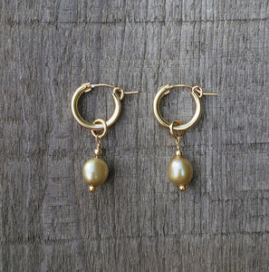 GF Green Gold Pearl Drop Earrings I