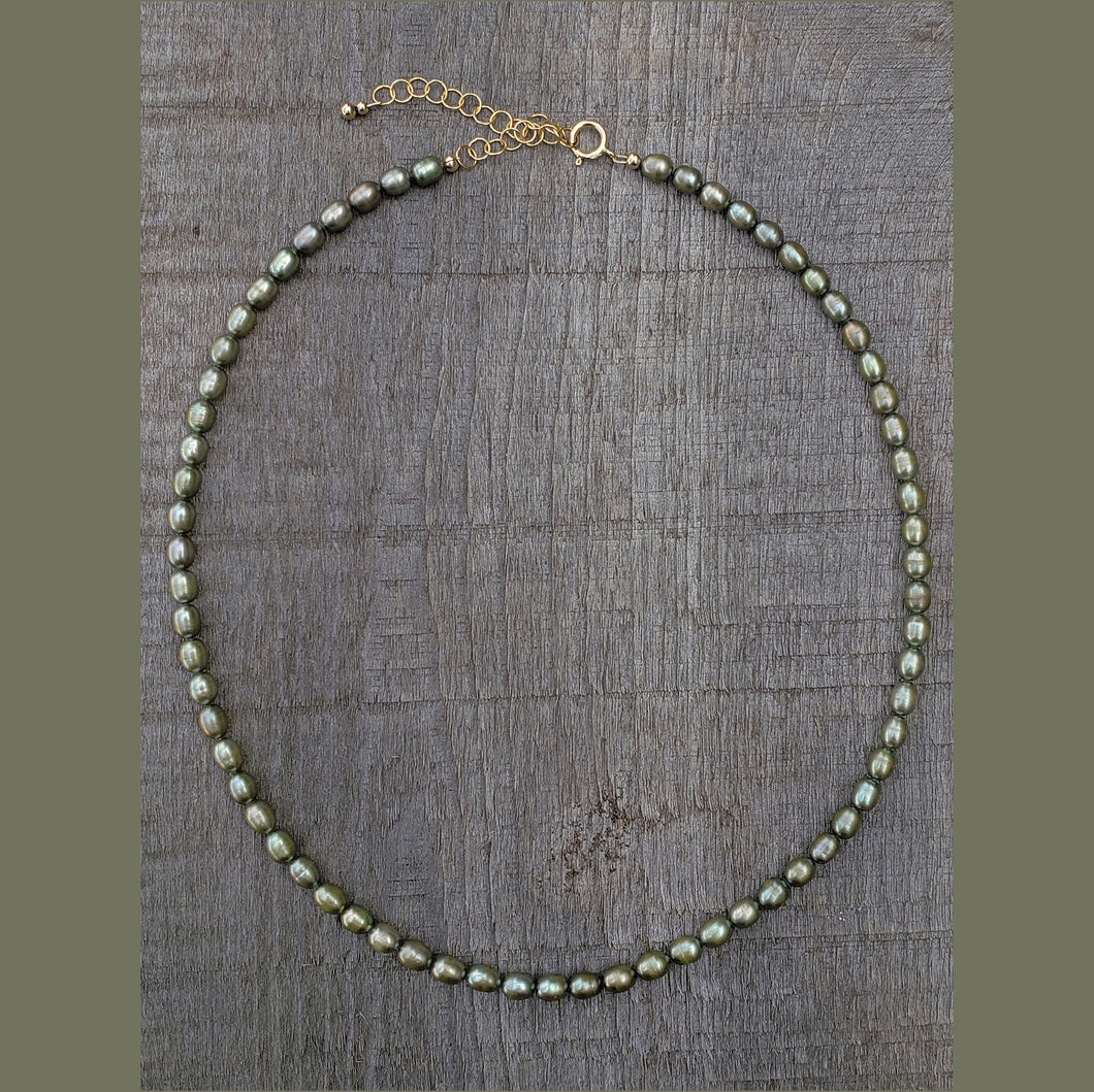 GF Olive Green Freshwater Pearl Choker