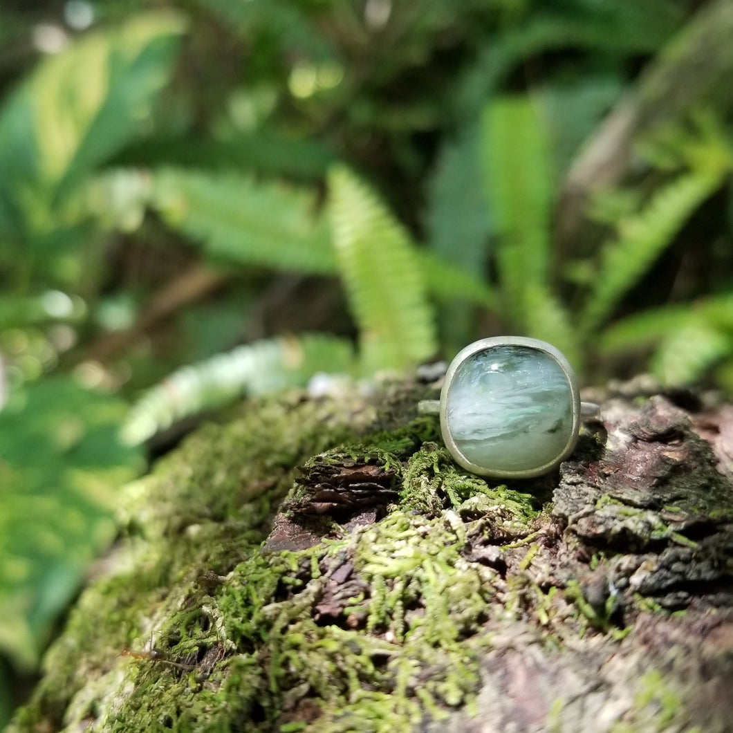 Peruvian Opal Round Ring SS